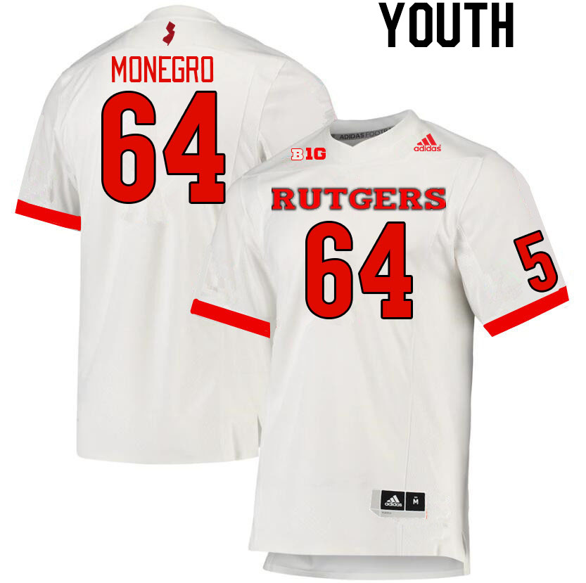 Youth #64 Nelson Monegro Rutgers Scarlet Knights College Football Jerseys Stitched Sale-White